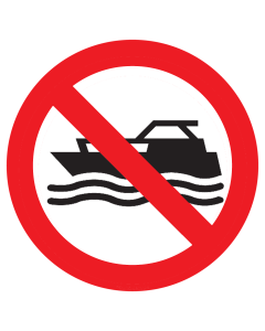 Bord met pictogram mechanisch aangedreven vaartuigen verboden