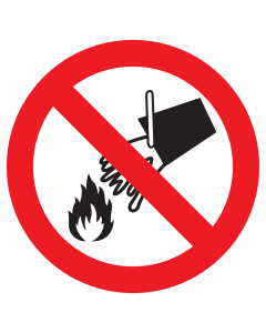 Bord met pictogram verboden met water te blussen
