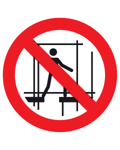 Bord met pictogram gebruik onafgewerkte stelling verboden