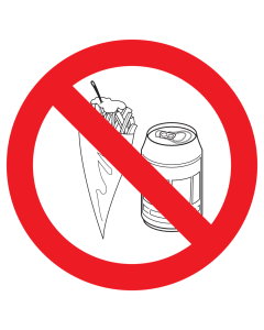 Bord met pictogram patat en blikjes verboden