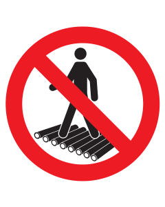 Bord met pictogram verboden rollenbaan te betreden