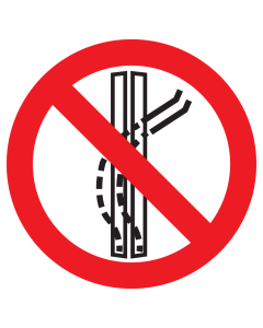 Bord met pictogram sleepspoor verlaten verboden ISO7010 - P037