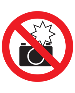 Bord met pictogram flitsen verboden