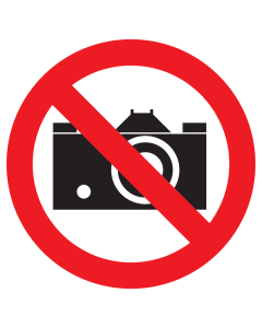 Bord met pictogram fotograferen verboden