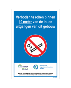 Bord Rookvrije plaats binnen 10 meter