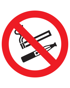 Bord met pictogram roken en e-sigaret verboden