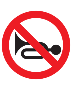 Bord met pictogram Verboden te claxonneren
