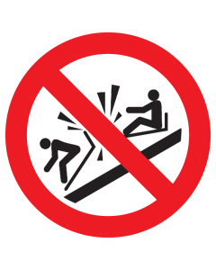 Bord met pictogram verboden tegen de slee te botsen ISO7010 - P047