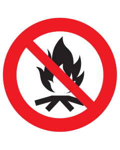 Bord met pictogram Kampvuur verboden ISO7010 - P045