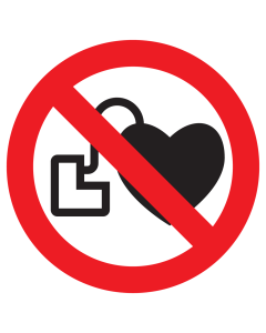 Bord met pictogram pacemakers verboden