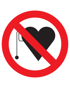 Bord met pictogram pacemakers verboden