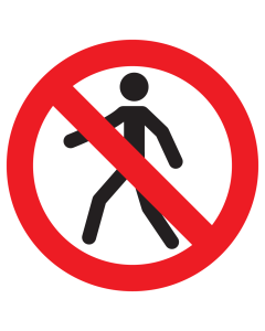 Bord met pictogram voetgangers verboden
