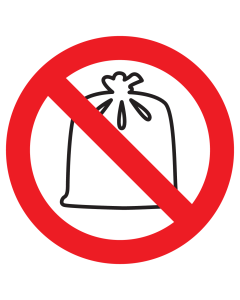 Bord met pictogram verboden vuilniszakken te plaatsen