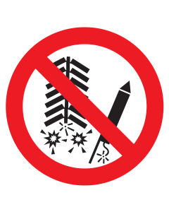 Bord met pictogram vuurwerk verboden