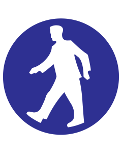 Blauw bord met pictogram om aan te duiden dat doorgang toegestaan is