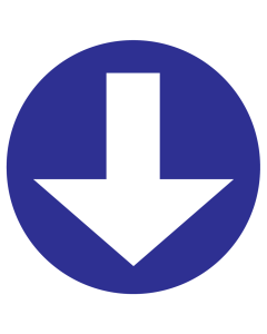 Blauw bord met witte pijl om de richting aan te geven