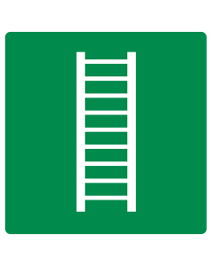 Bord met pictogram vluchtladder groen ISO 7010
