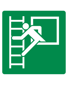 Bord met pictogram vluchtladder en raam ISO 7010
