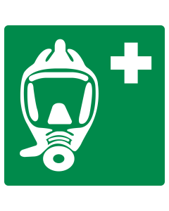 Bord met pictogram vluchtmasker ISO 7010