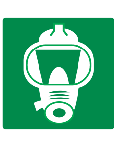 Bord met pictogram vluchtmasker