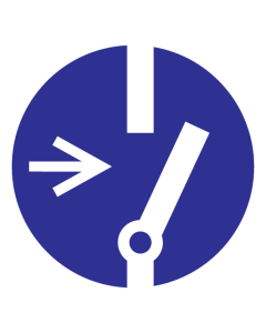 Blauw bord met pictogram om vrijschakelen bij onderhoud aan te duiden - ISO7010 - M021