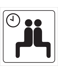 Wit bord met pictogram voor het aanduiden van een wachtruimte