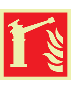 Fotoluminescerend bord met pictogram van een water monitor volgens ISO 7010