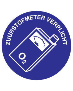 Blauw bord met pictogram om aan te duiden dat een zuurstofmeter verplicht is