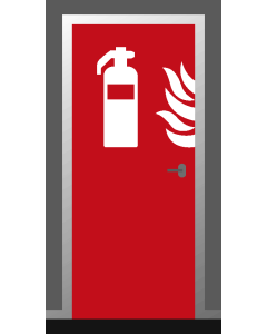 Deursticker "Brandblusser met vlam" - ISO 7010