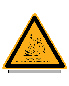 Gevarendriehoek met pictogram waarschuwing "Gladheid" (Aluminium)