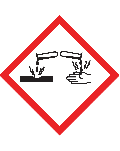 Ruitvorm sticker met pictogram "Bijtende Stoffen" - GHS 05