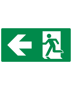 Forex bord met pictogram nooduitgang links volgens ISO7010