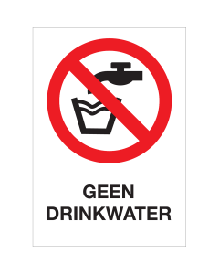 Geen drinkwater sticker, tekst en pictogram volgens ISO7010
