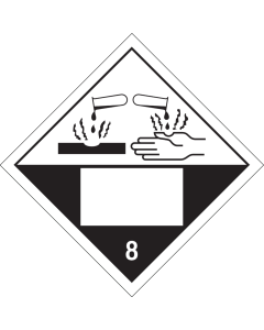 Gevaarsetiket Bijtende Stoffen 8 - sticker met un nummer - ADR, ADN, IMO, IMDG, RID en IATA