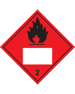 Gevaarsetiket brandbare gassen 2.1 met un nummer - ADR, ADN, IMO, IMDG, RID en IATA