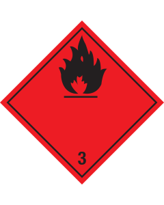 Gevaarsetiket Brandbare Vloeistoffen 3 - sticker - ADR, ADN, IMO, IMDG, RID en IATA
