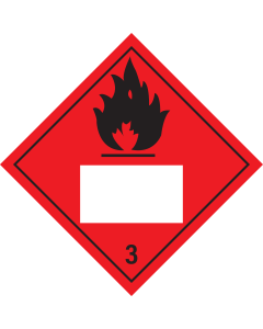 Gevaarsetiket Brandbare Vloeistoffen 3 - sticker met un nummer - ADR, ADN, IMO, IMDG, RID en IATA