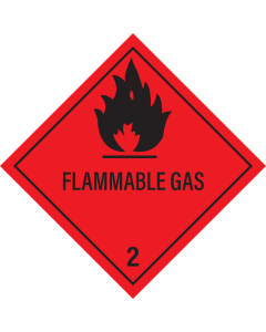 Gevaarsetiket flammable gas 2.1 - ADR, ADN, IMO, IMDG, RID en IATA