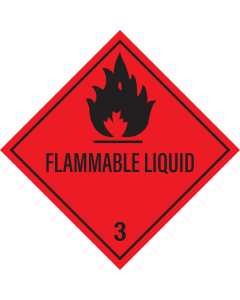 Gevaarsetiket Flammable liquid 3 - sticker - ADR, ADN, IMO, IMDG, RID en IATA
