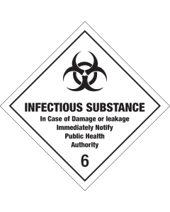 Gevaarsetiket Infectious Substance 6.2 - sticker - ADR, ADN, IMO, IMDG, RID en IATA