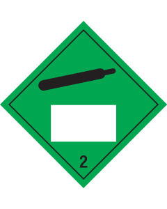 Gevaarsetiket Niet Brandbare, Niet giftige gassen 2.2 - sticker met un nummer - ADR, ADN, IMO, IMDG, RID en IATA