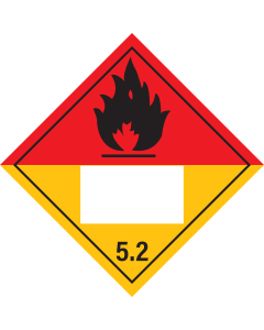Gevaarsetiket Organische Peroxiden 5.2 - sticker met un nummer - ADR, ADN, IMO, IMDG, RID en IATA