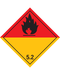Gevaarsetiket Organische Peroxiden 5.2 - sticker - ADR, ADN, IMO, IMDG, RID en IATA