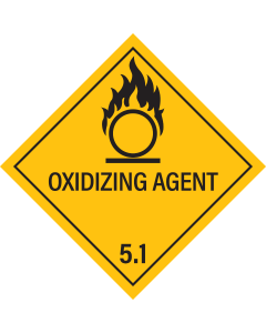 Gevaarsetiket Oxidizing Agent 5.1 - sticker - ADR, ADN, IMO, IMDG, RID en IATA