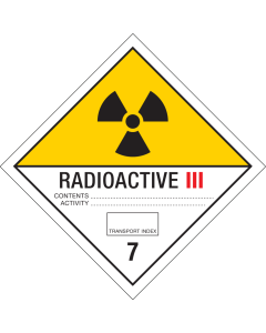 Gevaarsetiket Radioactieve Stoffen 7C - sticker - ADR, ADN, IMO, IMDG, RID en IATA