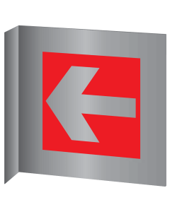 Aluminium haaks bord met rode pijl pictogram