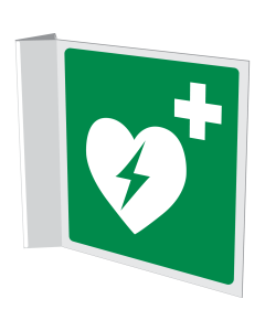 Haaks bord met pictogram AED - ISO 7010