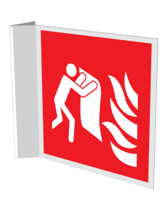 Haaks bord met pictogram van een blusdeken met vlam