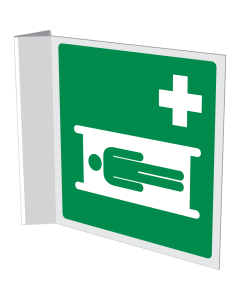 Haaks bord met pictogram brancard ISO 7010