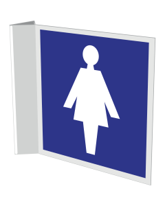 Haaks bord met pictogram dame voor aanduiding  ruimte toilet of kleedruimte